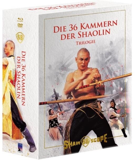 Die 36 Kammern der Shaolin Trilogie Cover A, Slipcase, Limited Edition, Mediabook, Uncut, 3 Blu-rays + 3 DVDs