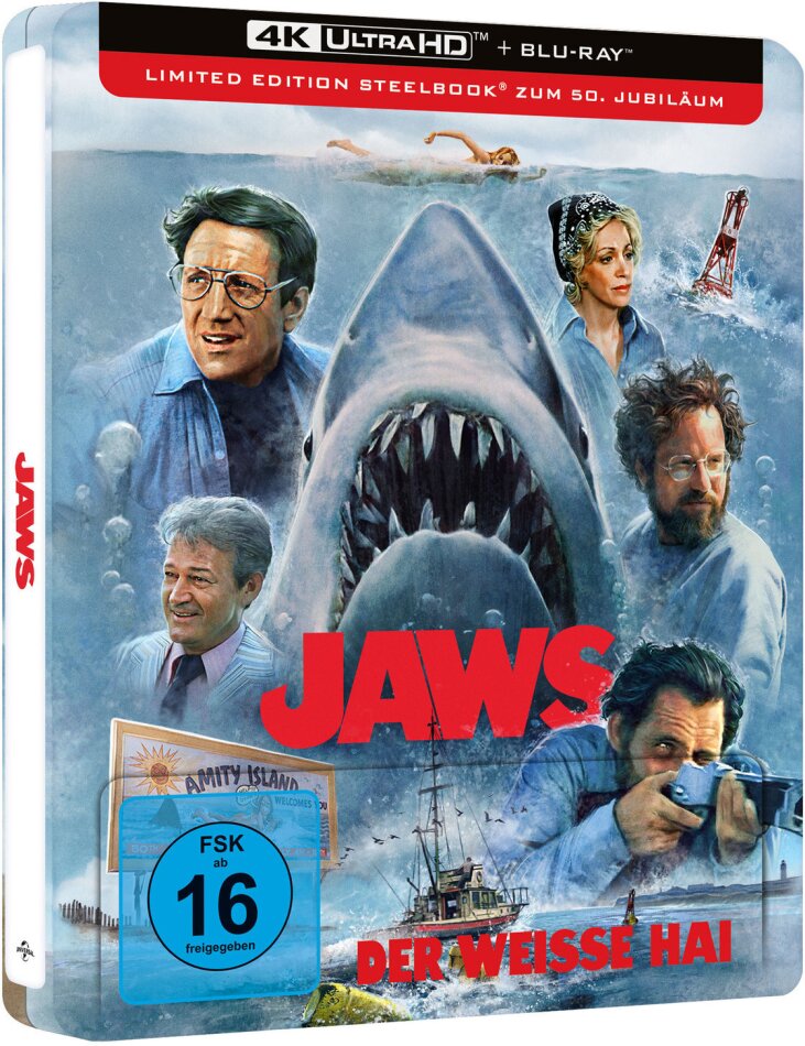 Der weisse Hai (1975) 50th Anniversary Edition, Limited Edition, Steelbook, 4K Ultra HD + Blu-ray