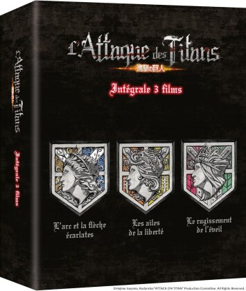 L'Attaque des Titans - Film 1 : L&rsquo;arc et la fl&egrave;che &eacute;carlates (2014) / Film 2 : Les ailes de la libert&eacute; (2015) / Film 3 : Le rugissement de l&rsquo;&eacute;veil (2017) (3 Blu-ray)