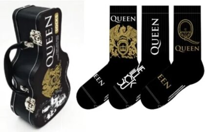 Queen - Queen Socks 3 Pack In Guitar Tin (One Size)