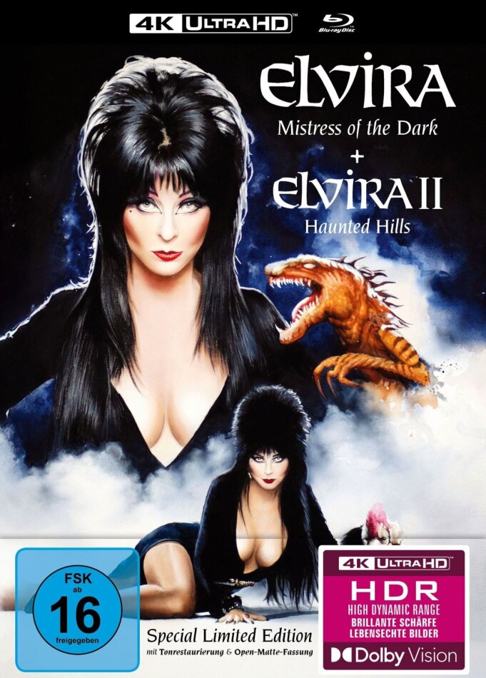 Elvira - Herrscherin der Dunkelheit - (inkl. Elvira's Haunted Hills) (1988) Limited Edition, Mediabook, 4K Ultra HD + Blu-ray