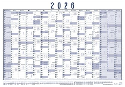 Zettler Plakatkalender 16 Mon 1 Stk. gerollt 2026 - Jahreswandkalender 100 x 70 cm, 1 Seite von Dez. 2025 bis M&auml;rz 2027, Wochen- & Arbeitstagez&auml;hlung, Ferientermine, Kalendarium DE, 1 St&uuml;ck gerollt