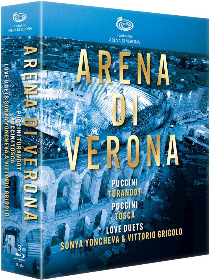 Orchestra, Chorus, Ballet and Technicians of the Arena di Verona, Anna Netrebko, Marco Armiliato, Francesco Ivan Ciampa & Plácido Domingo - Arena di Verona - Turandot, Tosca & Love Duets 3 Blu-rays