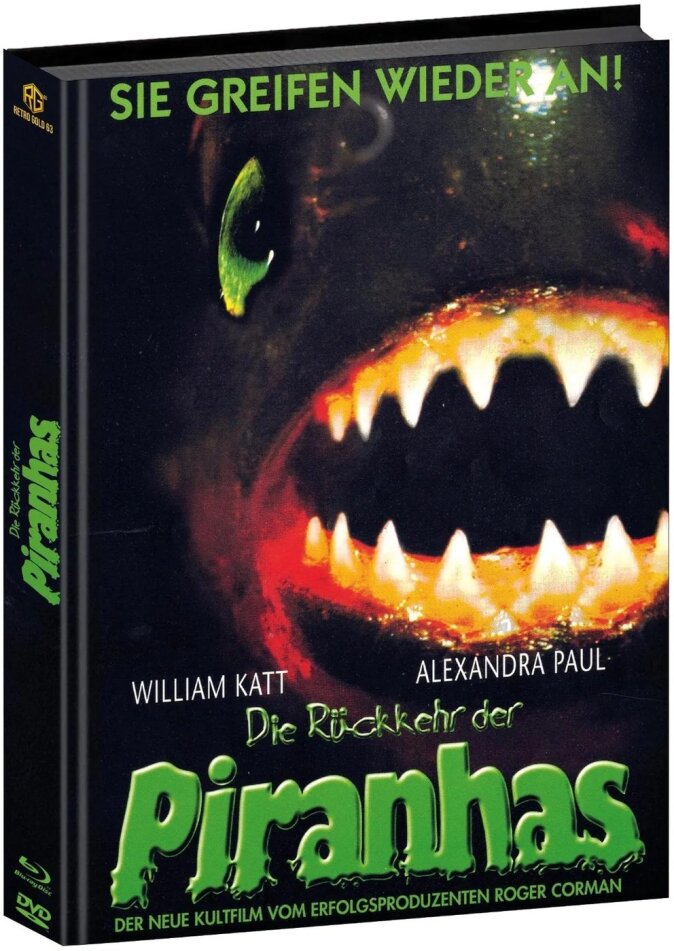 Die Rückkehr der Piranhas (1995) Cover F, Wattiert, Limited Edition, Mediabook, Blu-ray + DVD