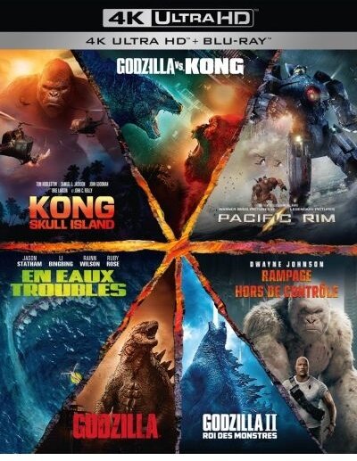 Godzilla (2014) / Godzilla : Roi des monstres (2019) / Kong : Skull Island (2017) / Godzilla vs Kong (2021) / Rampage - Hors de contrôle (2018) / En eaux troubles (2018) / Pacific Rim (2013) - Coffret Grands Monstres 7 4K Ultra HDs + 7 Blu-rays