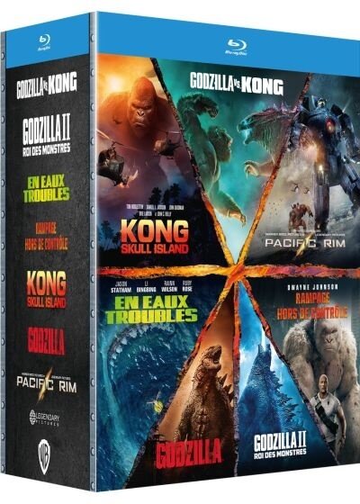 Godzilla (2014) / Godzilla : Roi des monstres (2019) / Kong : Skull Island (2017) / Godzilla vs Kong (2021) / Rampage - Hors de contrôle (2018) / En eaux troubles (2018) / Pacific Rim (2013) - Coffret Grands Monstres 7 Blu-ray