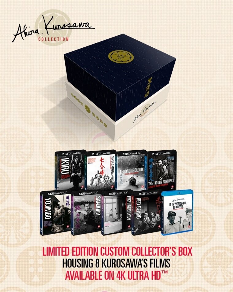 Akira Kurosawa Collection Custom Collector's Box, Australian Release, Limited Edition, 8 4K Ultra HDs + Blu-ray