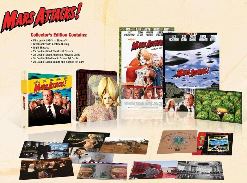 Mars Attacks! (1996) Collector's Edition Limitata, Steelbook, 4K Ultra HD + Blu-ray