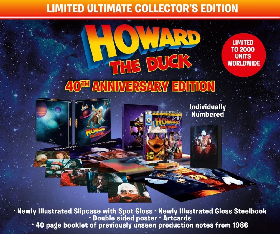 Howard the Duck (1986) + Goodies, Édition 40ème Anniversaire, Ultimate Collector's Edition, Steelbook, 4K Ultra HD + Blu-ray