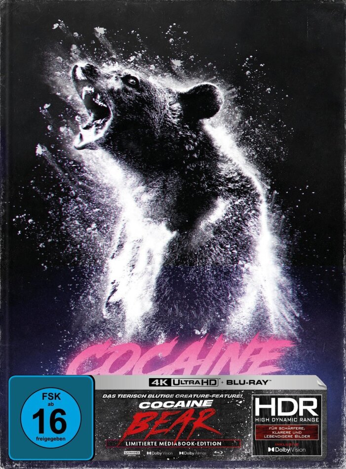 Cocaine Bear (2023) Cover B, Limited Edition, Mediabook, 4K Ultra HD + Blu-ray