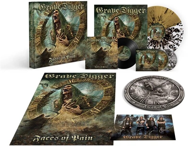 Grave Digger - Faces Of Pain Wall Clock, +Poster, Certificate, Cofanetto, LP + 2 CD + 7" Single